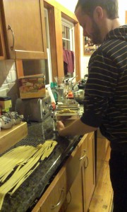 Tim making pasta, Christmas Eve 2013