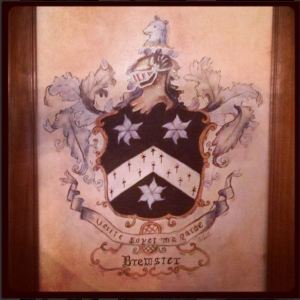 A family crest, been on my Grandma Roth's dining room wall as long as I can remember. I, perhaps like you, am descended from William Brewster (of Brewster Island in the Boston Harbor, and other Brewster things in Massachusetts.) He was a Mayflower pilgrim. Grandma liked to joke that he was the only pilgrim who wore glasses...we all wear glasses, so...haha! At any rate, Brewster is a New England root.